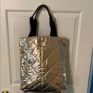 Victoria's Secret Golden Puffer Large Metallic Tote Bag